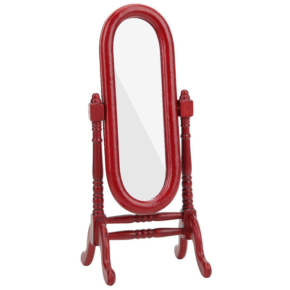 Doll House Decor, 1:12 Mini Doll House Full-Length Dressing Mirror Model DollHouse Accessory Room Furniture Toy Gift for Baby Child(Brown)