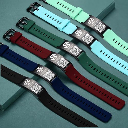 Medical ID Bracelet with QR Code for Women Men, Silicone Adjustable QR Code Medical Alert Bracelets,Dynamic Web Information3
