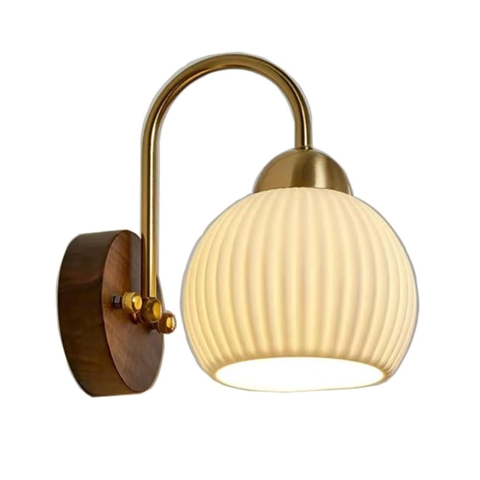 HUAYUSEDF Vintage Retro Brass Gooseneck Ceramic Wall Sconce for Bedroom Corridor Living Room Bedside(B)