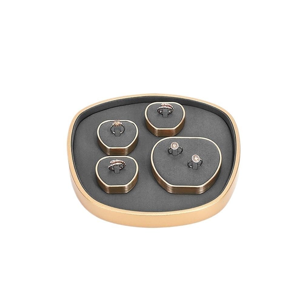 YCTTKDD Formas Multi determinadas del Soporte de exhibición de la joyería del Terciopelo del Ajuste del Metal del Oro