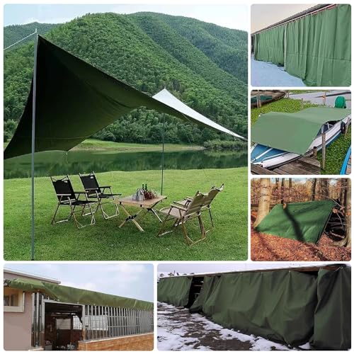Telo Impermeabile Resistente 1,2x3,6 m, Verde, con Occhielli, Tela Resistente da 600 g/m², Ideale per Campeggio, Escursionismo e situazioni di Emergenza.