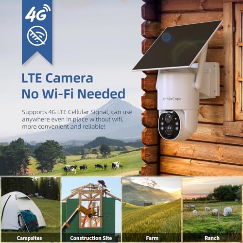 4G LTE Cellular Security Camera, No Wifi Security Camera, 2.5K Solar Camera Outdoor Wireless, 360° Live View, Spotlight Color Night Vision, Motion&Siren Alert, SD/Cloud Storage (SIM Card Included) - Thumbnail 2
