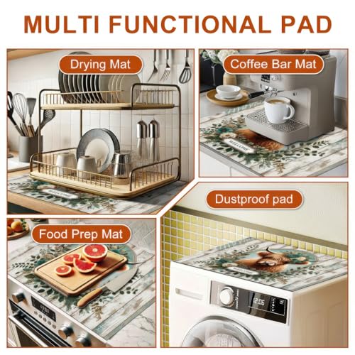 Image of HOMETITUTE Highland Cow Welcome Stove Cover 28x20 Diatomite Mat | Electric stove decoration