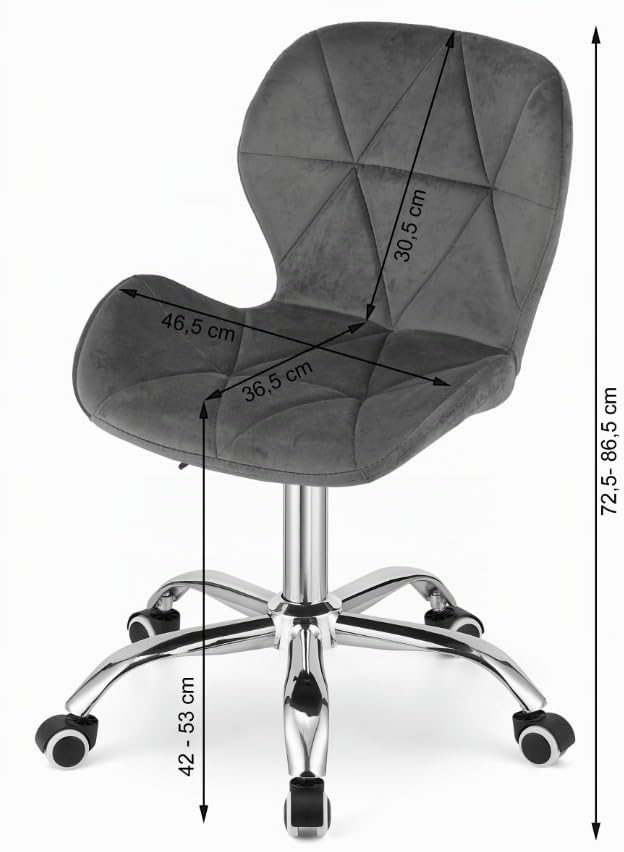 BDW Chaise de Bureau avec revêtement en Velours, Largeur d'assise 46,5cm, Pieds métalliques, réglable en Hauteur Chaise pivotante, pour Bureau, Salon, Chambre à Coucher, Vert
