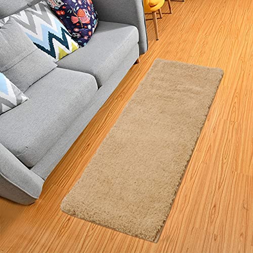 Image of Purav Light 2200 GSM Soft Fluffy Runner Mats (1.33 x 2 ft, Beige)| Durable & Washable Bedside Runner for Bedroom, Mat for Bathroom, Living Room Floor Home Decoration with Anti Skid Backing