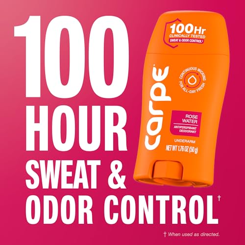 Image of Carpe Underarm Antiperspirant for Women - 100 Hour Sweat & Odor Control - Women's Sweat Control Antiperspirant Deodorant - Extra Strength - Rose Water - 2 Pack