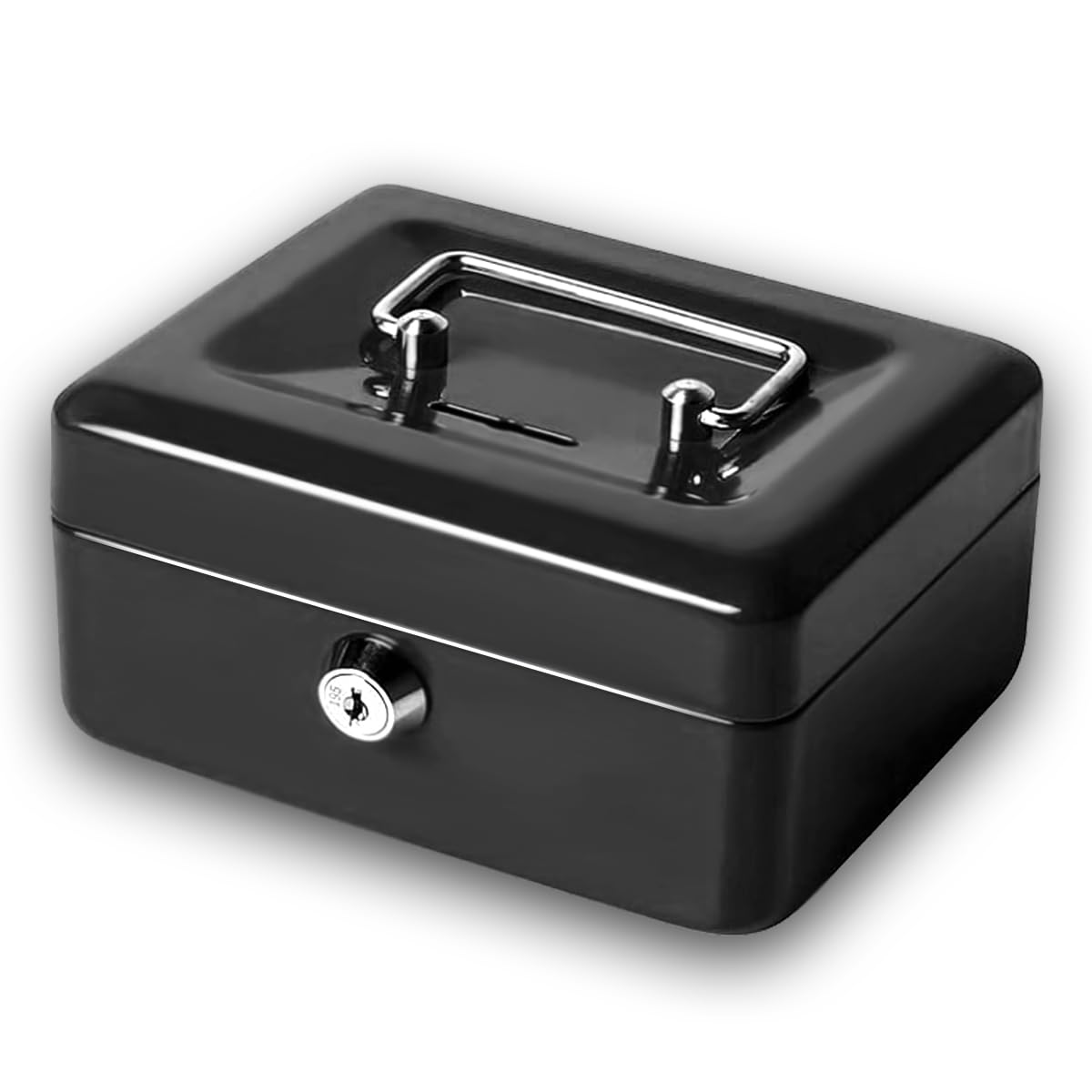 AZK Solutions Metal Money Box with Coin Slot - Money Boxes for Adults/Piggy Banks for Adults, Secure Hard Metal Cash Box with 2 Lock Keys, Perfect for Saving Money or Secure Cash. (Black, 6 Inches)