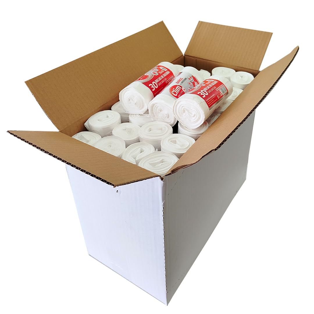 Clim Profesional 1.800 Bolsas de Basura de 10 Litros para Baño con Autocierre, Extra Perfumadas y Antigoteo 39x40 cm. Rollo 30 uds. Caja 60 rollos.