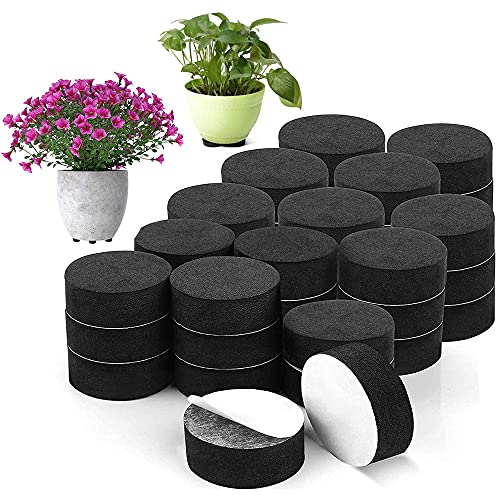 48 Piezas Alfombrilla para Pies De Plantas, Elevador Redondo para Plantas, Pies para Macetas Negras, Elevadores Invisibles para Maceteros para Macetas Interiores y Exteriores