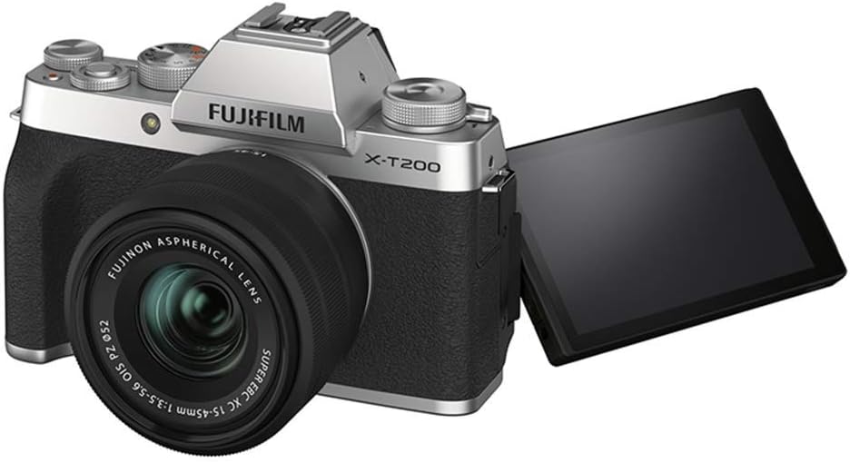 Fujifilm X-T200 Mirrorless Digital Camera, Silver with Fujinon XC15-45 mm Optical Image Stabilisation Power Zoom Lens kit
