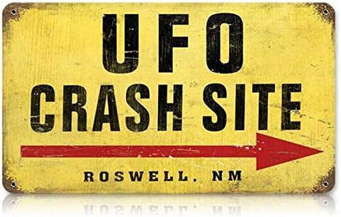 Lenrius Cartel de metal de hojalata UFO Crash Site Roswell New Mexico de 12 x 8 pulgadas
