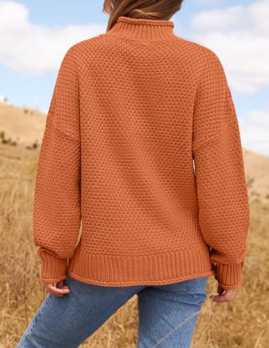 ZESICA Women's Turtleneck Batwing Sleeve Loose Oversized Chunky Knitted Pullover Sweater Jumper Tops4