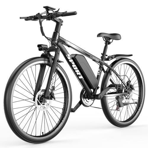 ASKGO Elektrofahrrad with 48V 10AH Herausnehmbarem Akku, 26' Mountain E-Bike, 80km Reichweite, Vorderradfederung, 7 Gänge E Bike für Erwachsene Herren Damen