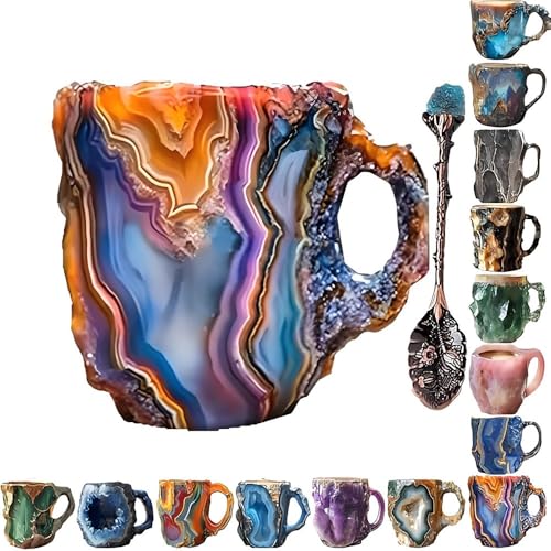 New Mineral Crystal Coffee Mugs, 2025 New Colorful Natural Mineral Crystal, Natural Mineral Crystal Coffee Mugs,Christmas Friendship Gift for Friend for Home Office(C Style)