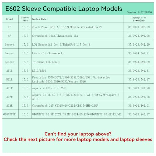 Image of Smatree Elite Laptop Sleeve for 15.6 inch HP Chromebook 15at /15a /ZBook Power G19 /G9 /16 G11 A, Lenovo ThinkPad /LOQ, ASUS, DELL,Acer Aspire 3D 15 /Vero AV15, Protective Laptop Case with Pocket(E602)
