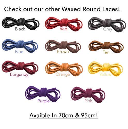 Smart Laces Coloured 70cm/27 Thin Round 2-3mm Waxed Cotton Shoe Laces, Ideal Mens Work Office Dress Shoes, Brogues, Leather Oxford, Replacement Shoe Laces