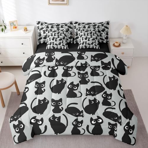 Erosebridal 7-Piece Black Cat Comforter