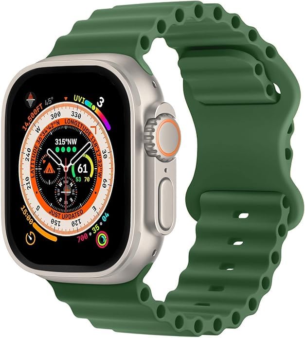 GLAMYOURS Ocean Silicone Bands Compatible with Apple Watch Band 49mm 45mm 44mm 42mm 41mm 40mm 38mm, for iWatch Ultra Series 9/8/7/SE/6/5/4/3/2/1 Women Men (Green, 42mm/44mm/45mm/49mm) (B0CQPLXKS4) Amazon Price History, Amazon Price Tracker