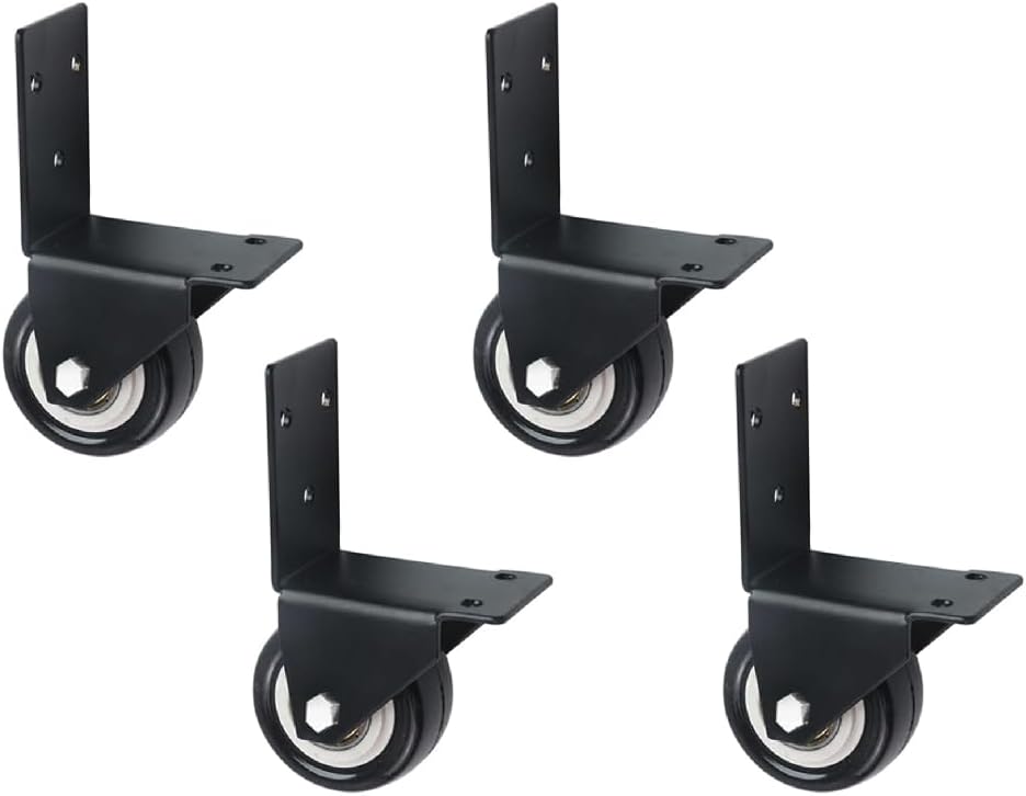 4 Pack Swivel Caster Wheel, 2" L-Shaped Plate Side Mount Directional Casters, Heavy Duty Mute Casters for Cribs, Cabinet, Trolley (Loading Capacity 330Lbs/150Kg)