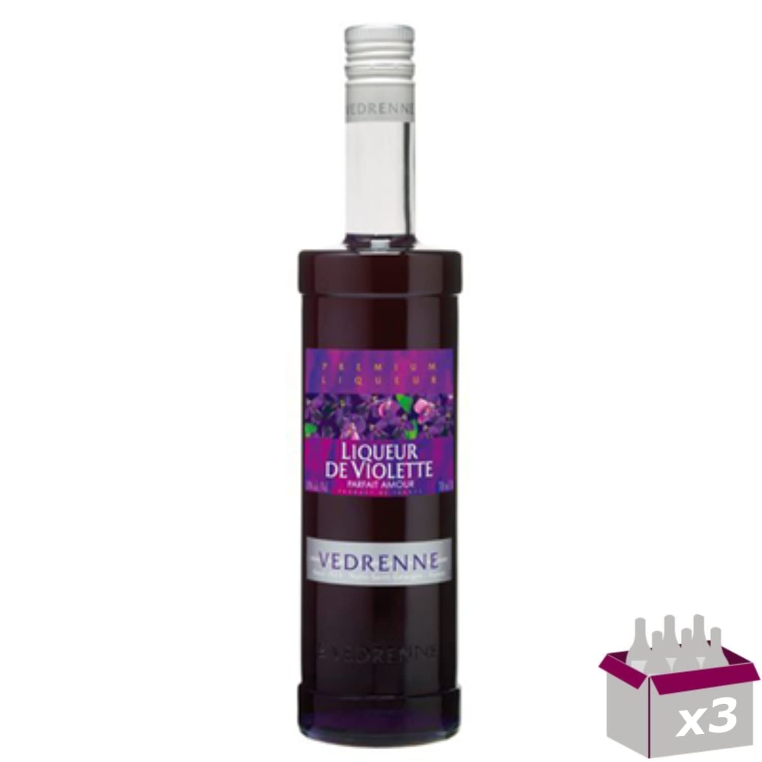 Lot de 3 Vedrenne - Liqueur de violette 18° - 70cL