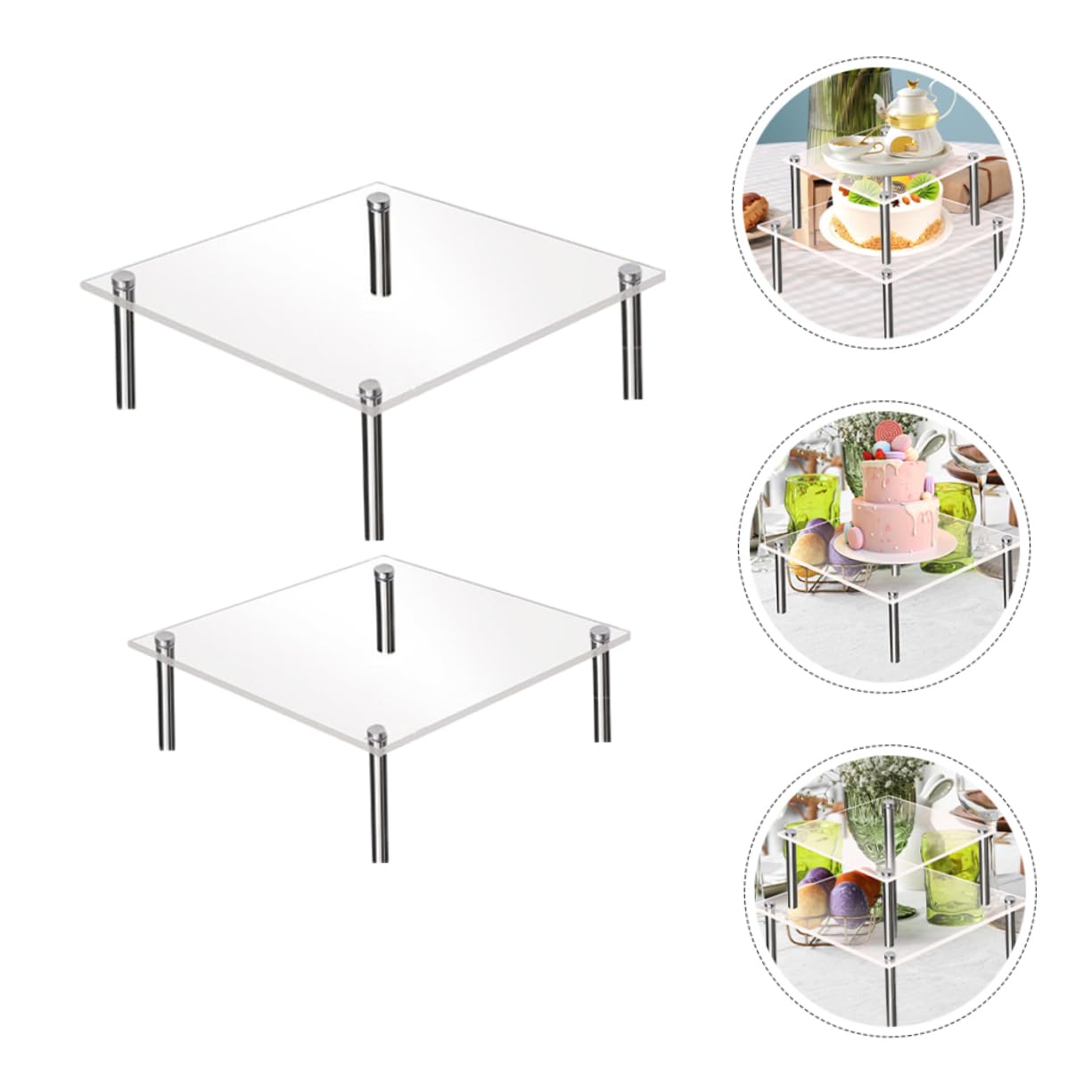 BRIGHTFUFU 2 Pcs Cake Dessert Display Stand Cake Dessert Stand for Display Cupcake Stand Metal Acrylic Fruit Cakes