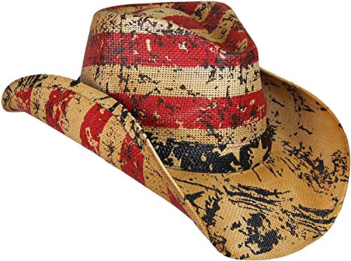 Image of MWS American Flag Straw Cowboy Hat, USA One Size