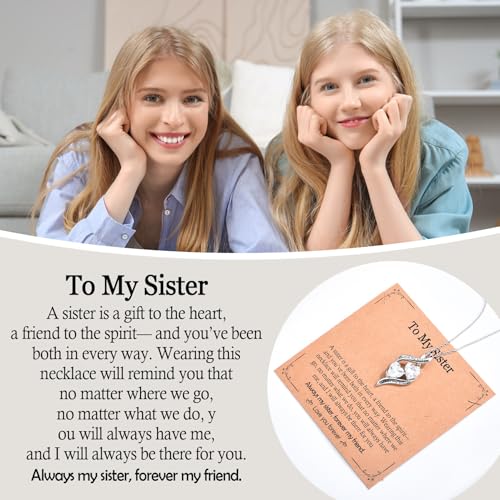 Necklace Gifts for Women Girls, Silver Infinity Double CZ Heart Pendant Charm Necklace for Gifts Women, Birthday Anniversary Graduation Christmas Jewelry Present To My Mom Daughter Sister2