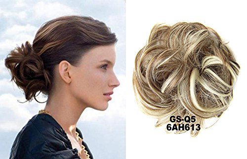 HI GIRL Synthetic Hair Elastic Bun No Clips Donut Hair Chignon Updo Mess Wave Hair Extensions Wig Q5#6AH613