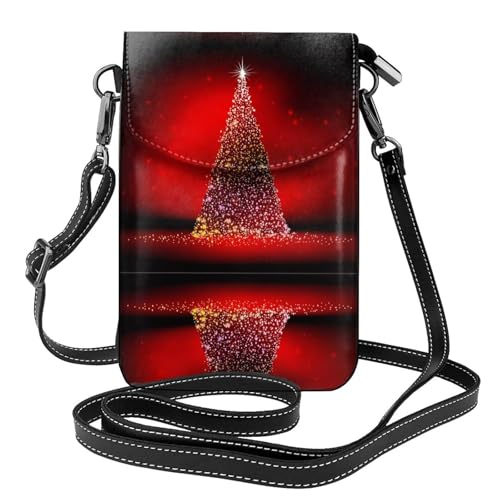 Sac à rabat en microfibre PU et motif arbre de Noël pailleté pour téléphone