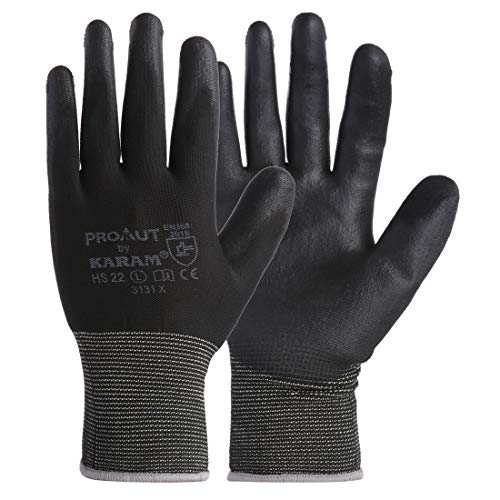 Karam ProKut Multi Purpose Black Polyester with Black PU Coa...