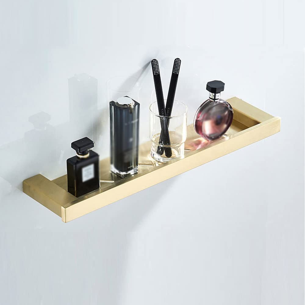 BAHELS Shower Caddy Solid Brass Single Tier Bathroom Shelves Storage Cosmetics Shelf Wall Mout Bathroom Accessories Glass Holder
