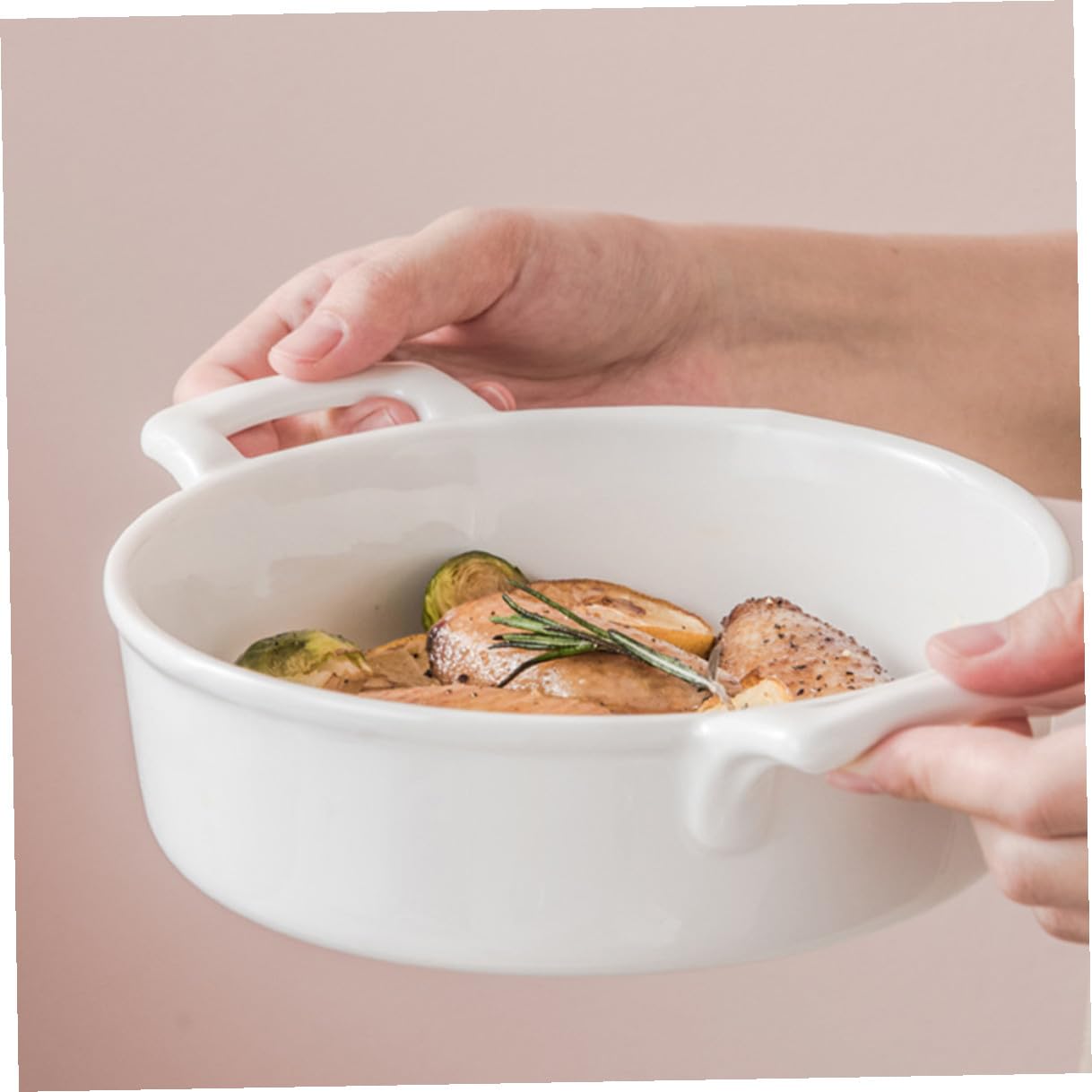 Artibetter Tazón de Sopa Resistente y Antiarañazos con Asas de Color Claro de Cerámica Cuenco de Cocina Adecuado para Uso Doméstico y Platos Grandes