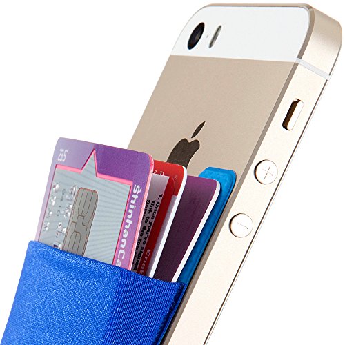 Sinjimoru Card Holder for Back of Phone, Stick on Wallet Functioning as Credit Card Holder, Cell Phone Card Sleeves, Minimalist Phone Wallet for iPhone. Sinji Pouch Basic 2, Blue