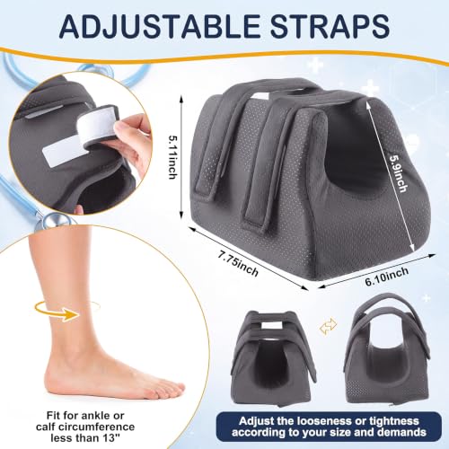 Image of Novabright 2 Pcs 3D Heel Protectors Foot Wedge Pillows Support Boot Bed Sore Pillow for Pressure Sores Bedridden Patients Relief Pressure Ankle Ulcers (Gray)