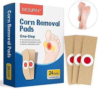 MQUPIN Corn Removal Pads, Wart Remover, Corn Remover Pads, Corn Removal Plaster with Hole, Corn Removal Treatment Relief Corn Pain and Foot Care, Remove Corns, Calluses (24 Count 
