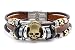 Pu Leather Bracelet Triple Band Skull, 8.5"
