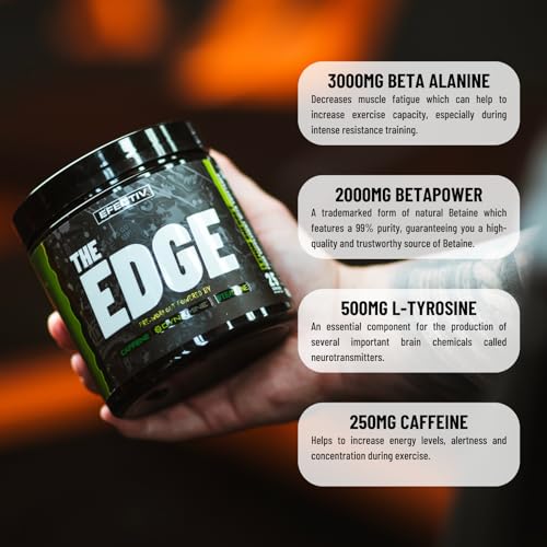 Efectiv Nutrition The Edge Pre Workout 300g | Beta Alanine | Caffeine | Dynamine | Teacrine | Helps Provide Fast Clean Energy and Focus | 25 Servings (Lemon Sherbert) - Image 5