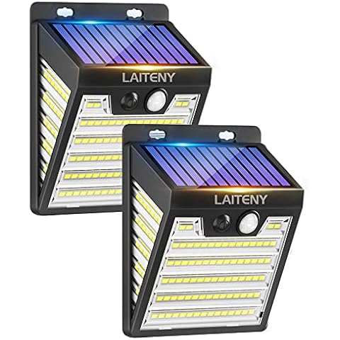Solar Lights Outdoor Motion Sensor - Solar Powered Security Light Bright Led Fence Wall Lighting External Wireless Waterproof for Garden Door Front Driveway 2 Pack Cover