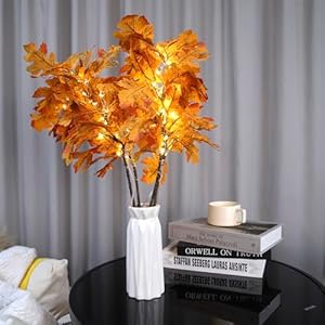 4Pcs Lighted Artificial Maple Leaves Branches, 25Inches Fake Fall Leaves Stems, Artificial Autumn Leaves for Crafts, Faux Fall Foliage Stems with Lights for Vases, Home, Thanksgiving Decorations 4Pcs Lighted Artificial Maple Leaves Branches 25Inches Fake Fall Leaves Stems Artificial Autumn Leaves for Crafts Faux Fall Foliage Stems with Lights for Vases Home Thanksgiving Decorations