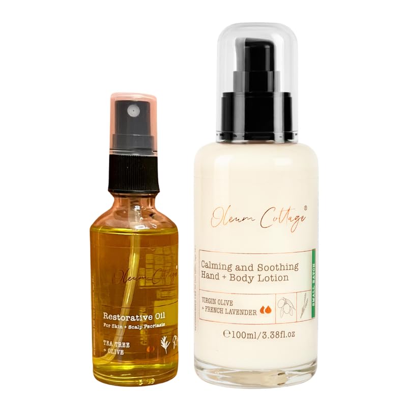Oleum Cottage Psoriasis and Dermatitis Bundle for Scalp, Hairline, Ears and Forehead | Contains Restorative Oil & Soothing Body Lotion | 100% Plant Ingredients | Prevents Dry, Itchy and Flaky Skin-image-24