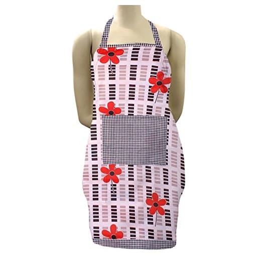 Exporthub Cotton Beautiful Kitchen Apron - White and Red