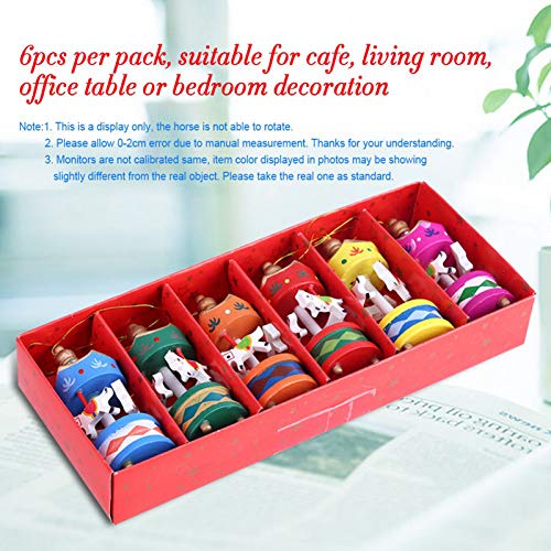 Nikou 6Pcs Christmas Carousel Orament, Wooden Room Decoration Kids Gift, Mixed Color - Image 2