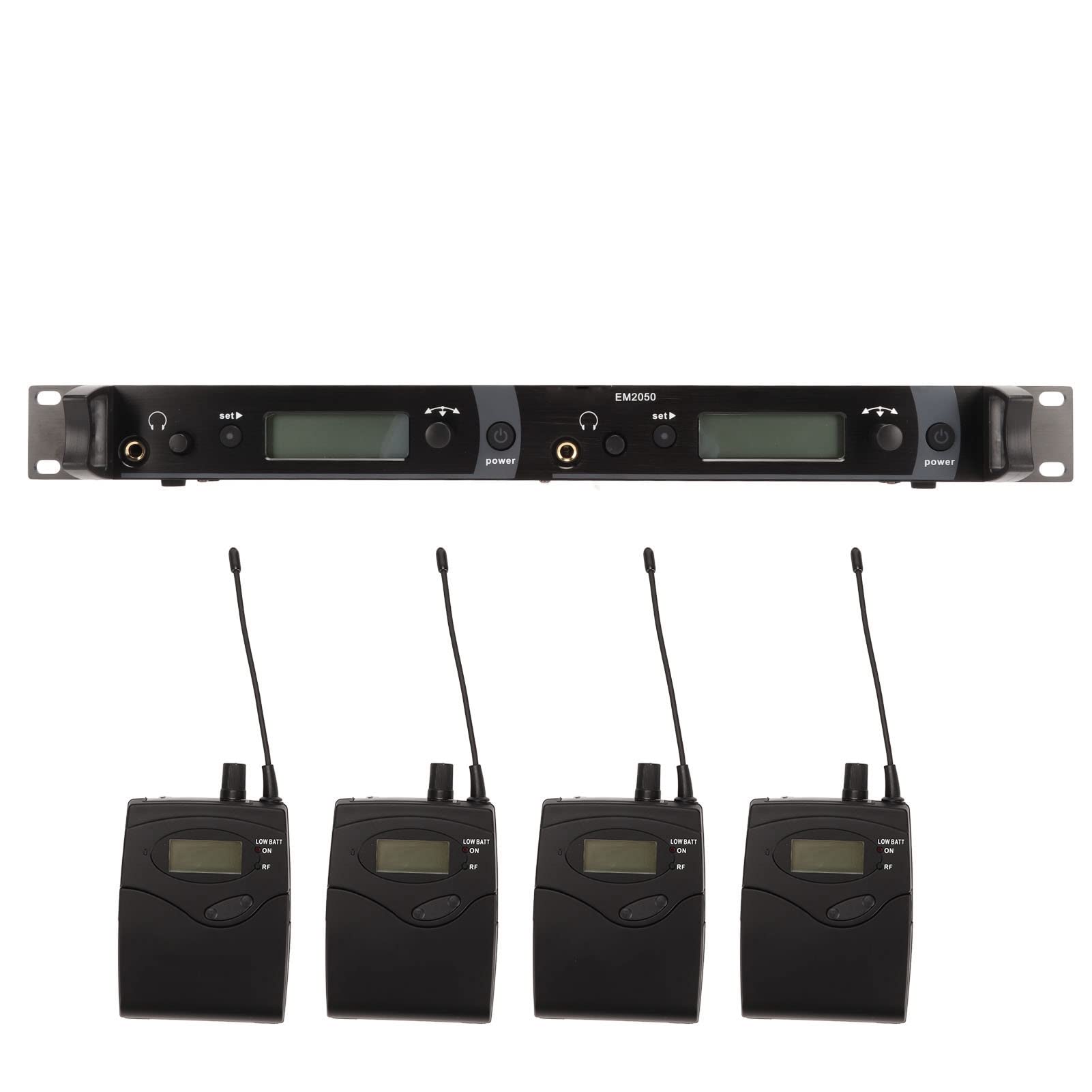 Sistema de Monitor de Oído Inalámbrico UHF de Dos Canales, 4 Petacas con Transmisor, para Escenario, Banda, Estudio de Grabación, Músicos, Monitoreo, 550MHz‑580Mhz