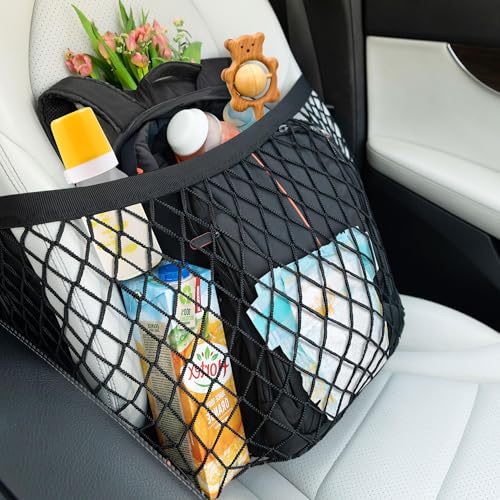 Edinstry Car Seat Organizer Car Seat Net and Car Net Front Seat Organizer - Elastic Net Holds Most Sizes and Shapes Car Organizer Front Seat Organizer - Car Purse Holder