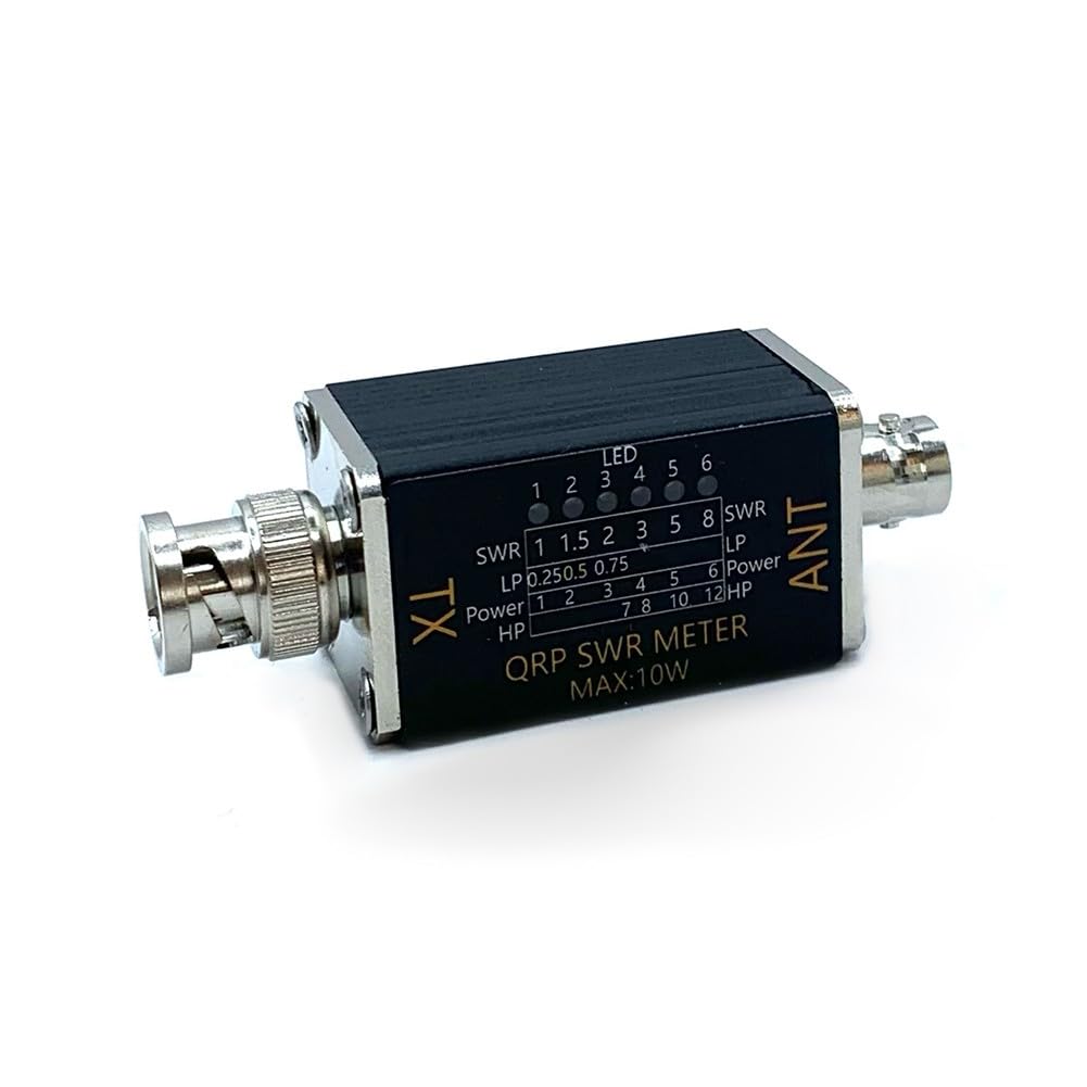 SWR miernik mocy do 1-30 MHz, wskaźnik współczynnika fali stojącej 10 W z 6 podświetleniami LED, przenośny tester sygnału RF z interfejsem BNC, nie wymaga baterii