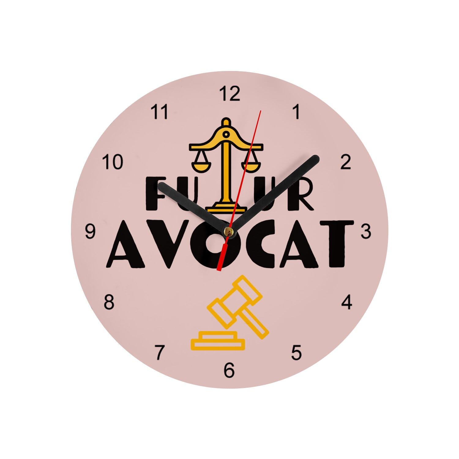 Horloge murale en verre futur avocat rose cadeau idéal examen de justice