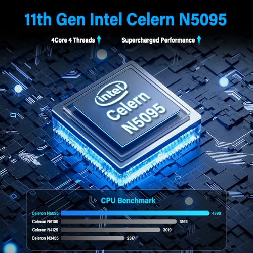 Image of HIGOLEPC Mini PC Win 11 PRO, N5095 Mini Computer, 8GB DDR4 128GB EMMC Mini Desktop Computer with IPS Screen, WiFi 5.0, BT5.0, Gigabit Ethernet
