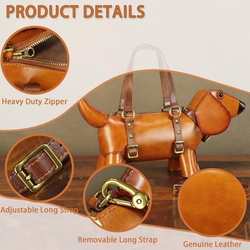 Genuine Leather Purses and Handbags for Women Vintage Handmade Cute Dog Shape Fashion Satchel Shoulder Crossbody Bag4