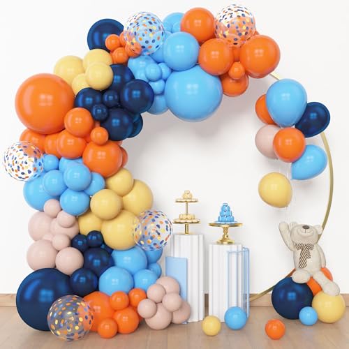 Image of Amandir 153pcs Blue Orange Balloon Garland Arch Kit Different Sizes