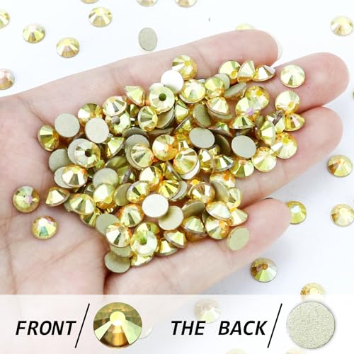 Image of 1440PCS SS3 Crystal Glass Flatback Rhinestones, Round Flat Back Crystal Gems for Nail Art and Craft Clothes, Glue Fix Diamond Stones Metal Sunlight (1.3-1.4mm)